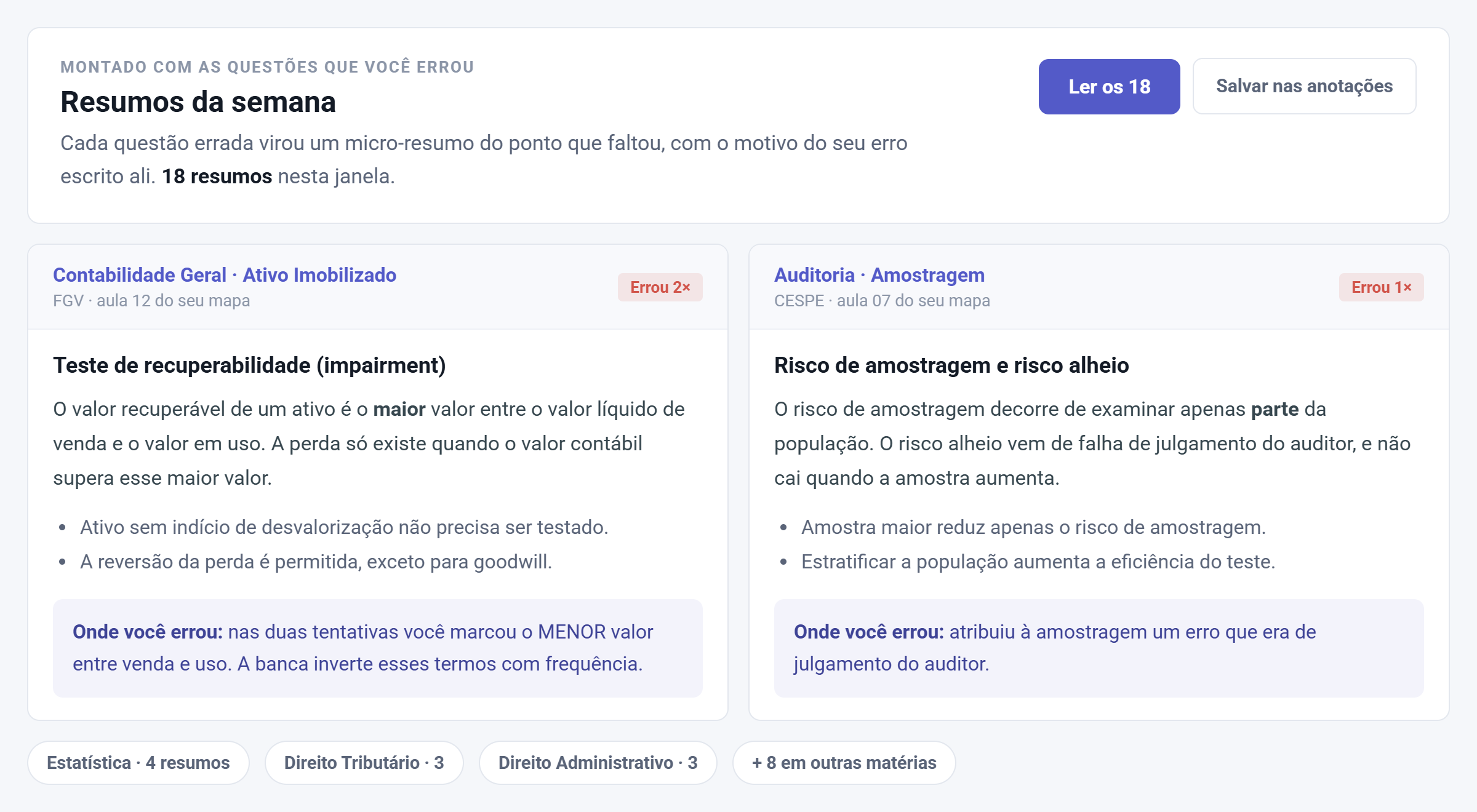 Resumos individuais da semana